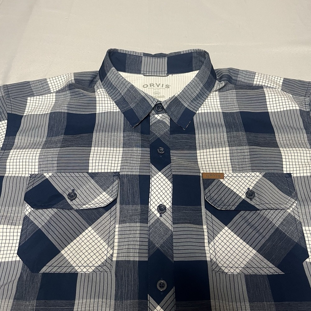 Orvis Fishing Shirt Mens Size 2XL Blue Plaid Outdoors Hiking Performance Stretch - Picture 4 of 6